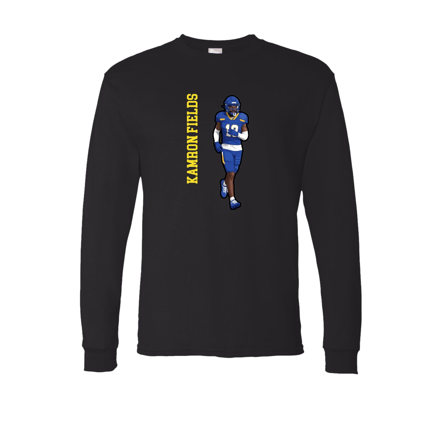 Long Sleeve Tee — Name Vertical in Black