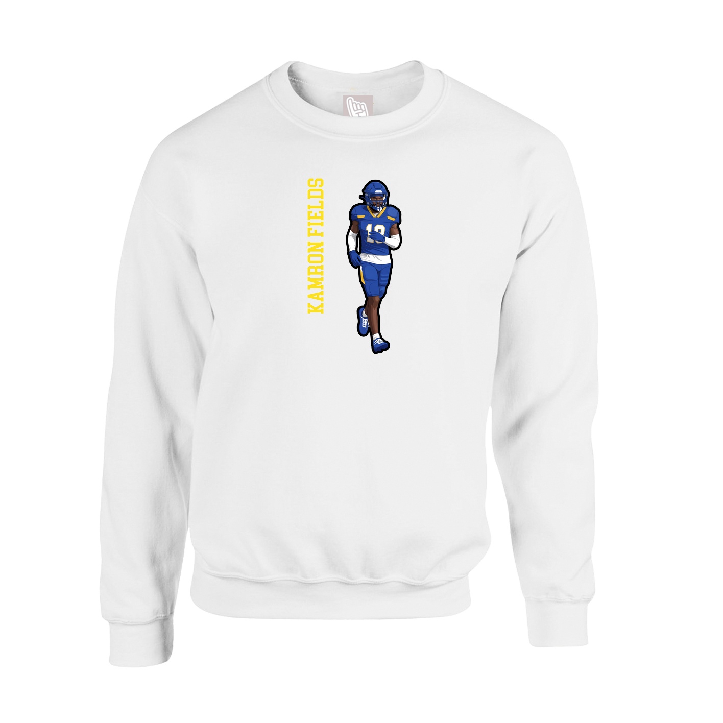 Fleece Crew — Name Vertical in White