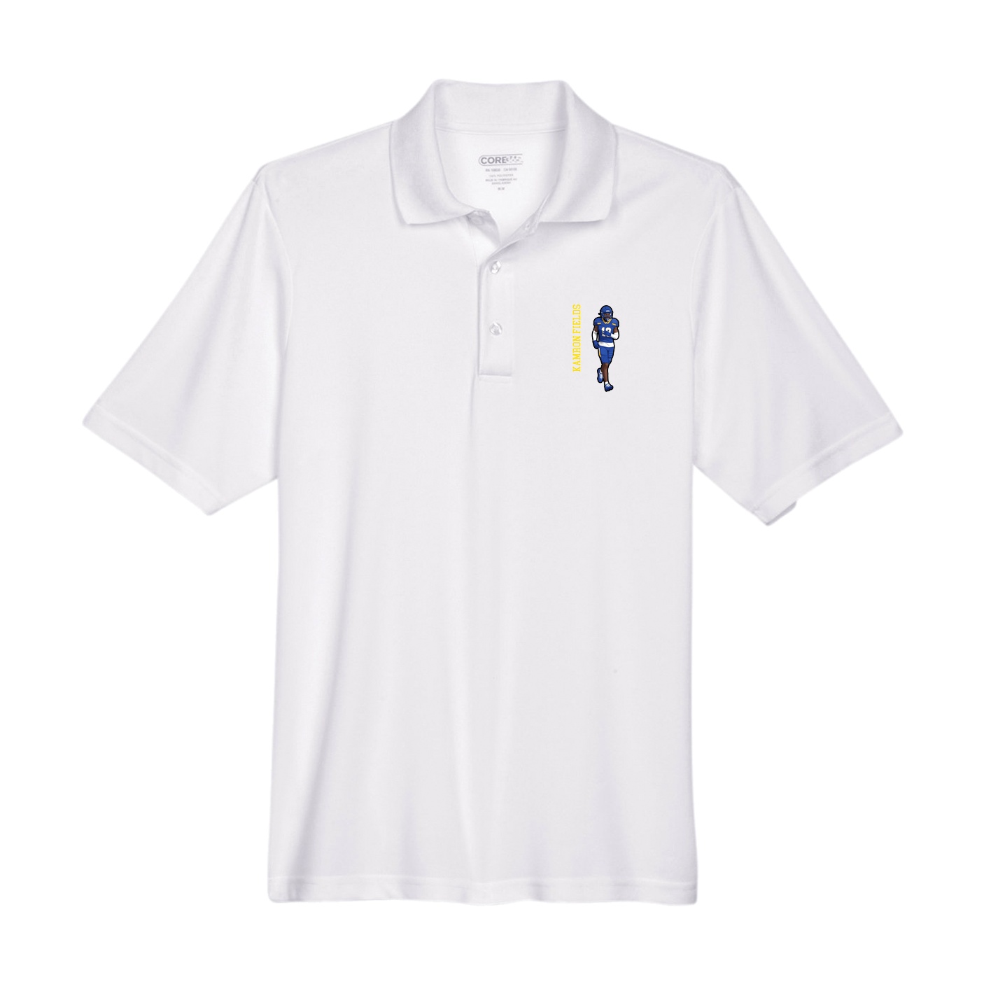 Performance Polo — Name Vertical in White