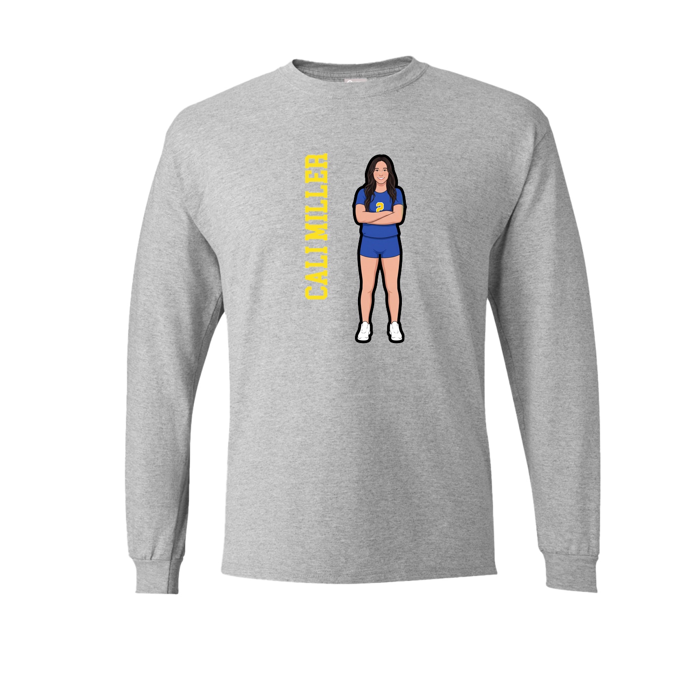 Long Sleeve Tee — Name Vertical in Grey