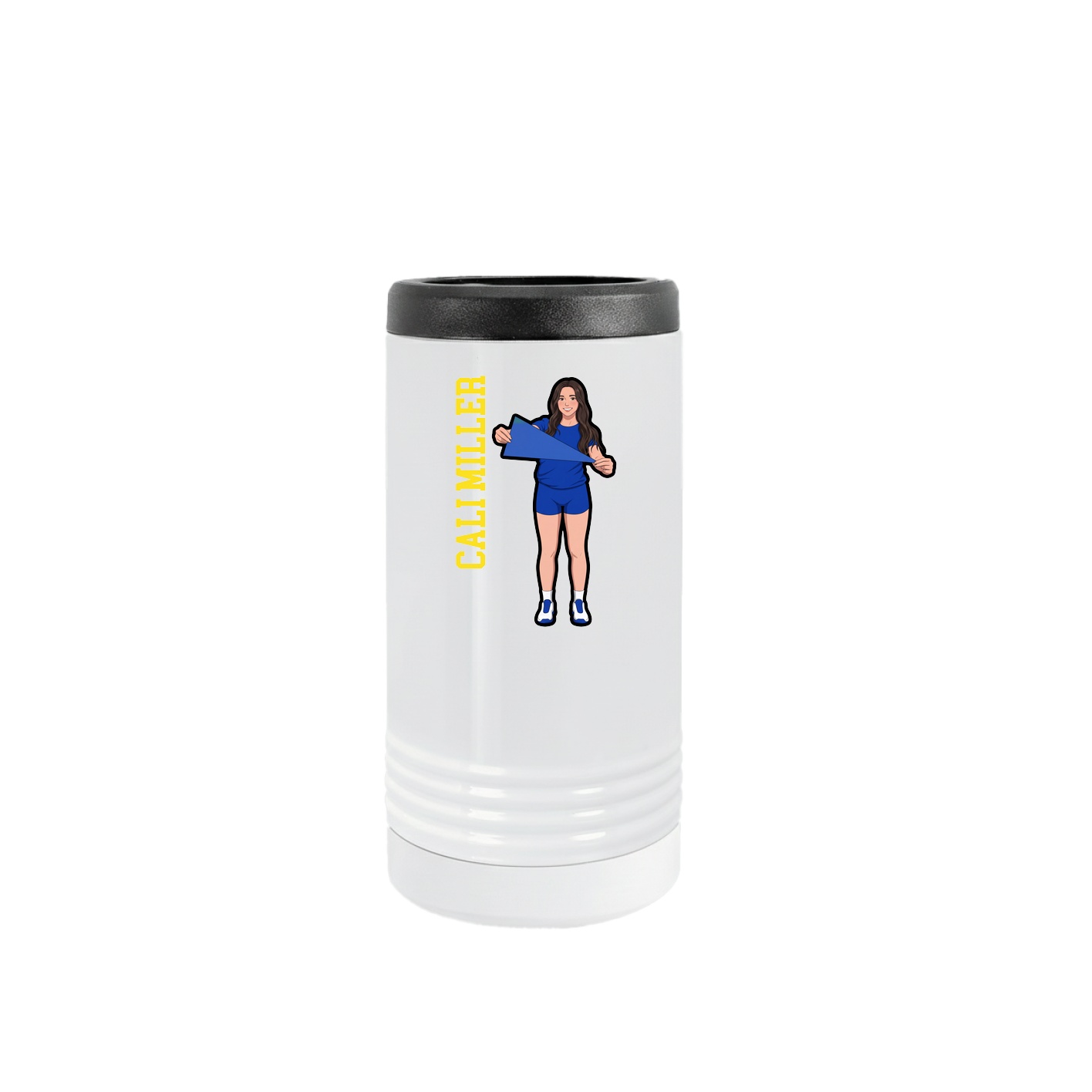 Slim Beverage Holder — Name Vertical in White