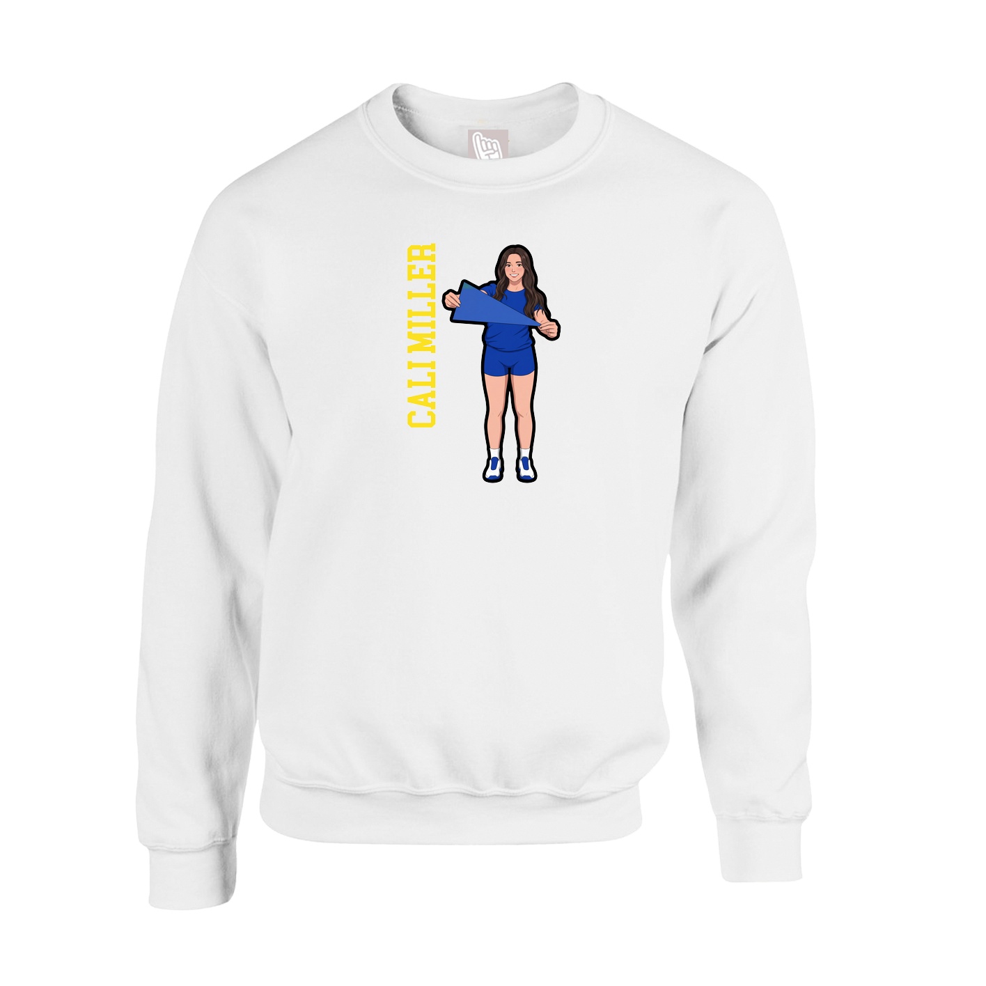 Fleece Crew — Name Vertical in White