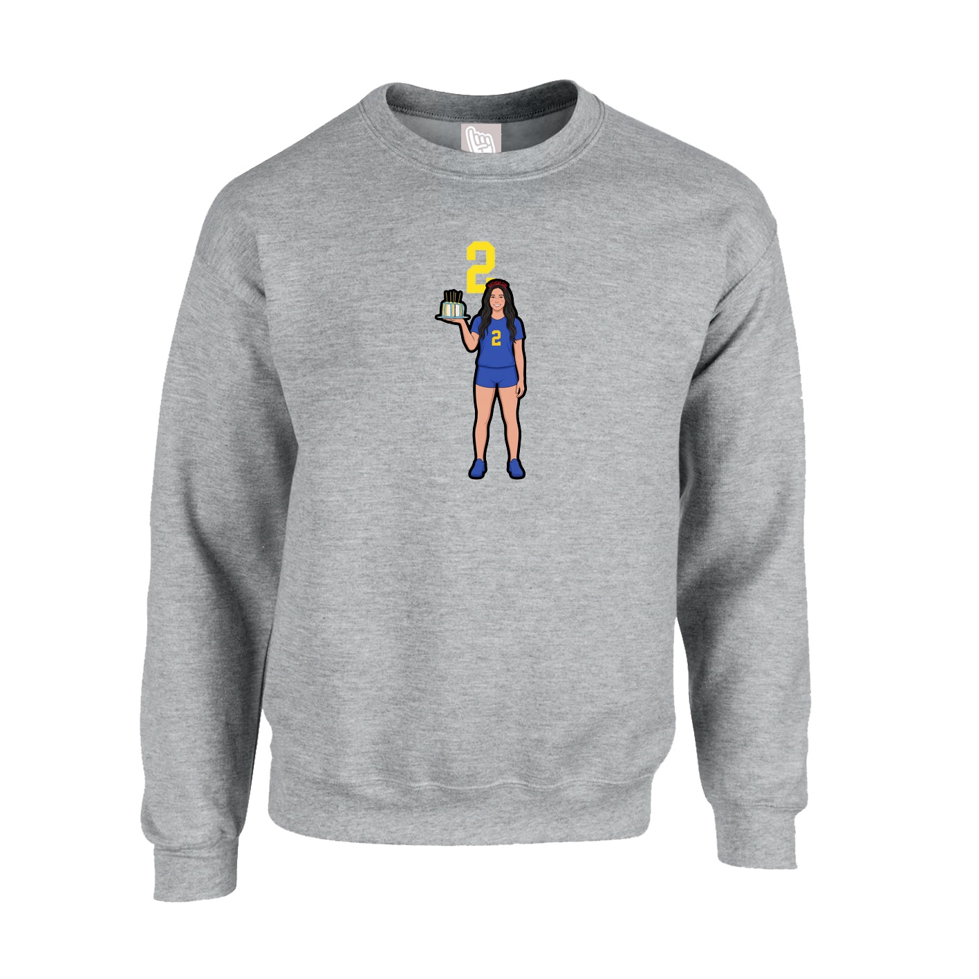 Fleece Crew — Number Top in Grey
