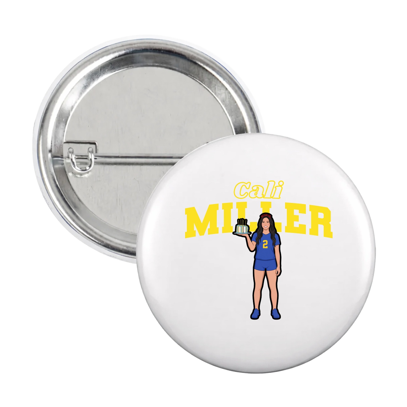 Game Day Button — Name Arch in White
