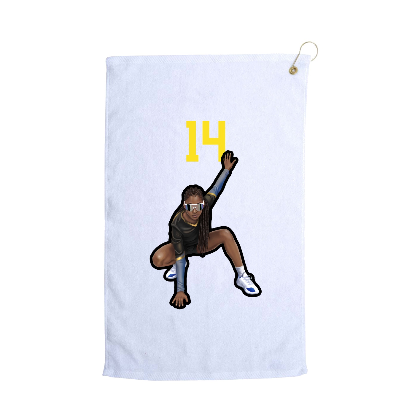 Golf Towel — Number Top in White