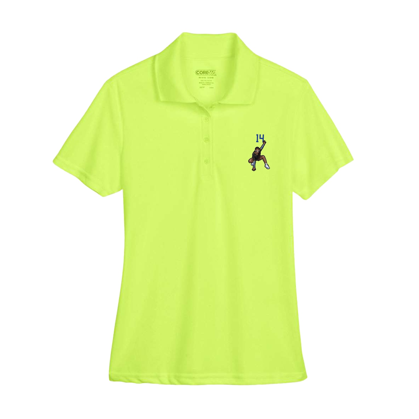 Womens Performance Polo — Number Top in Yellow