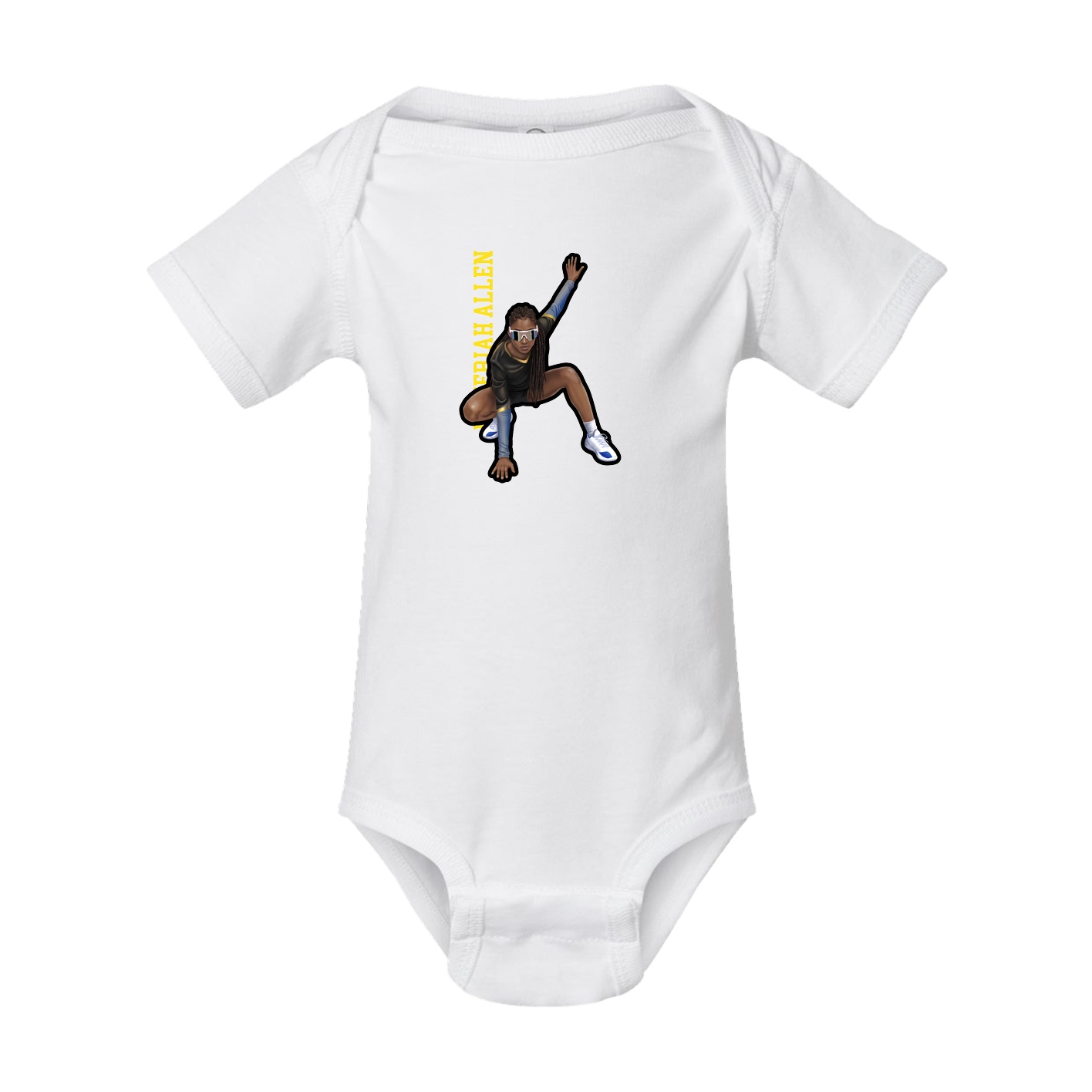 Baby Onesie — Name Vertical in White