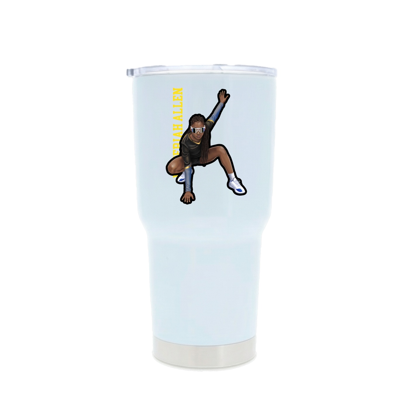 30oz Stainless Steel Tumbler — Name Vertical in White