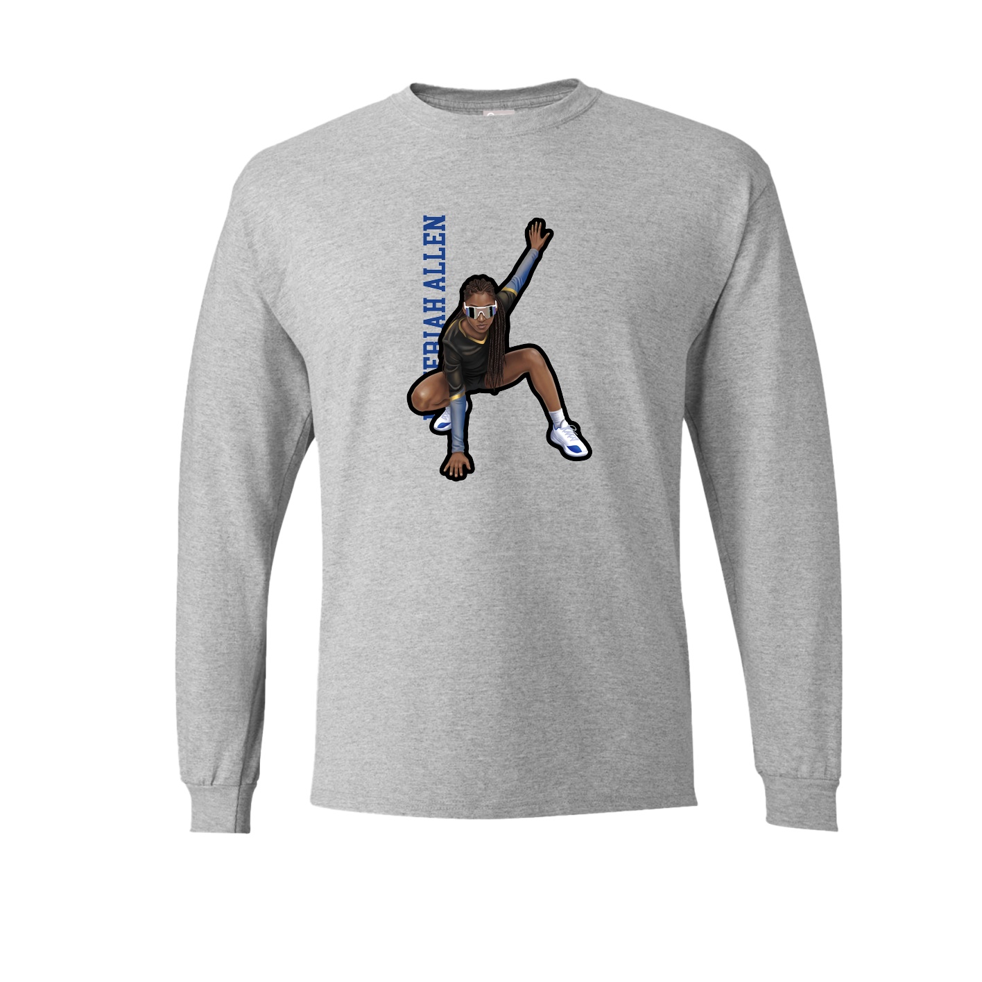 Long Sleeve Tee — Name Vertical in Grey