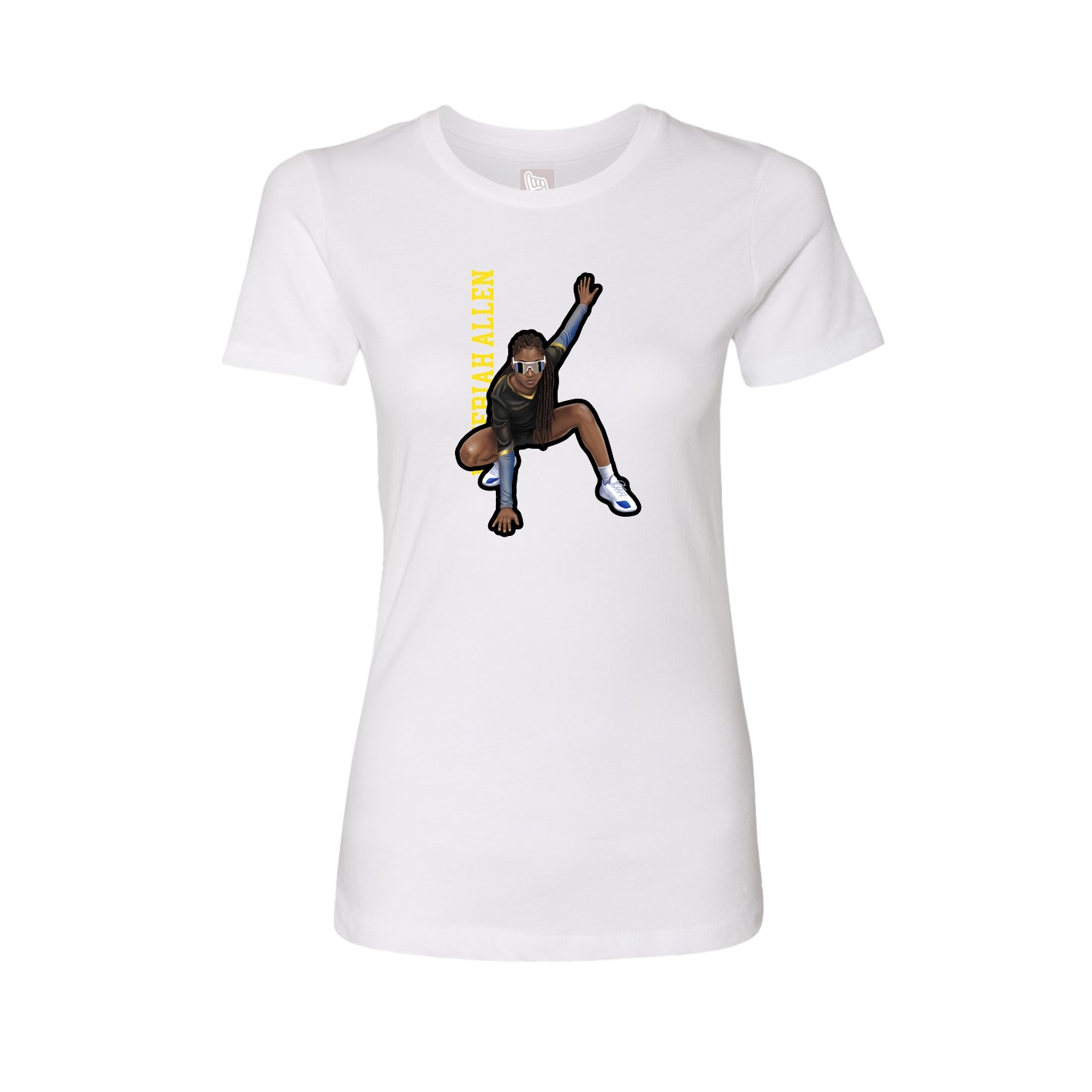 Fitted Women's Tee — Name Vertical in White