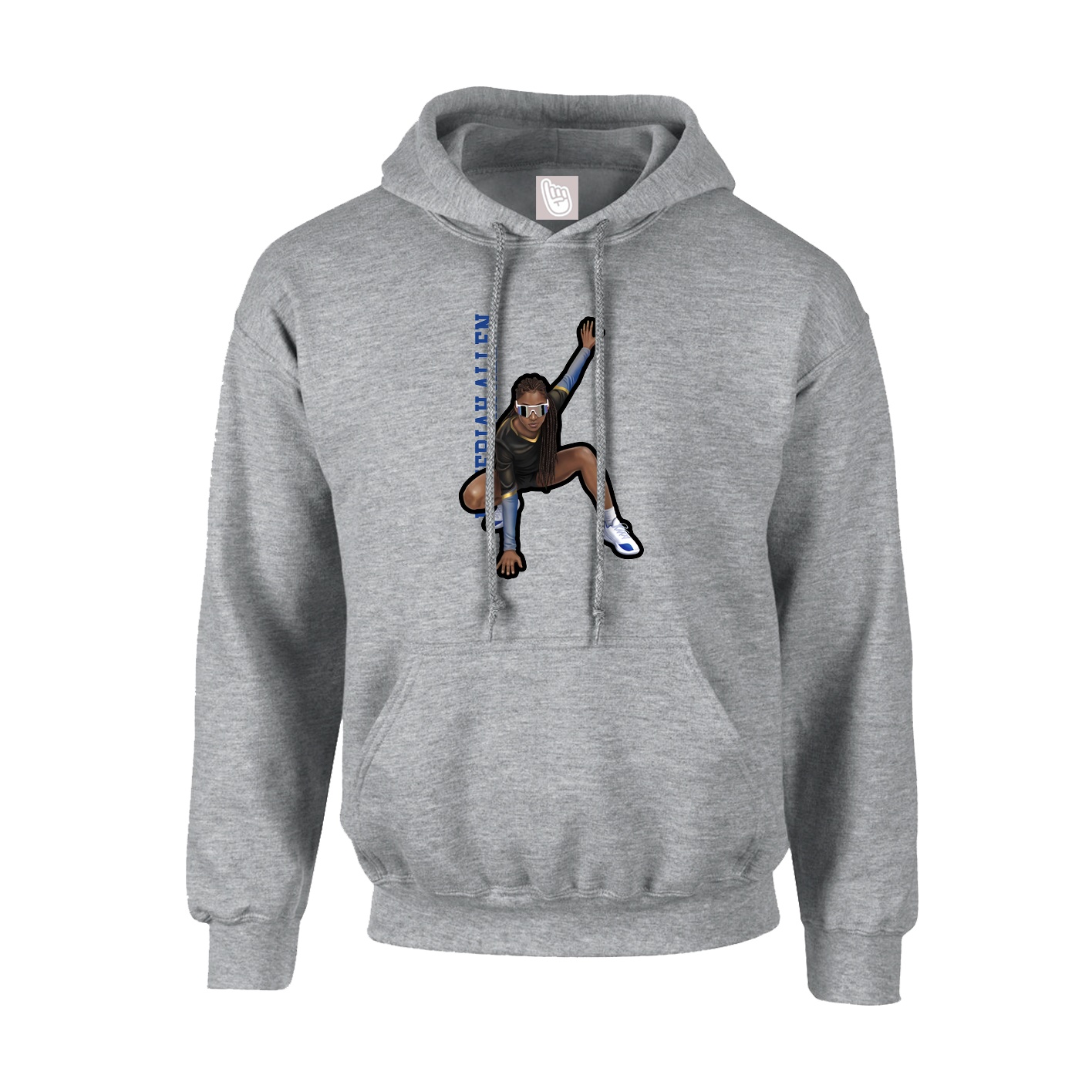 Youth Hoodie — Name Vertical in Grey