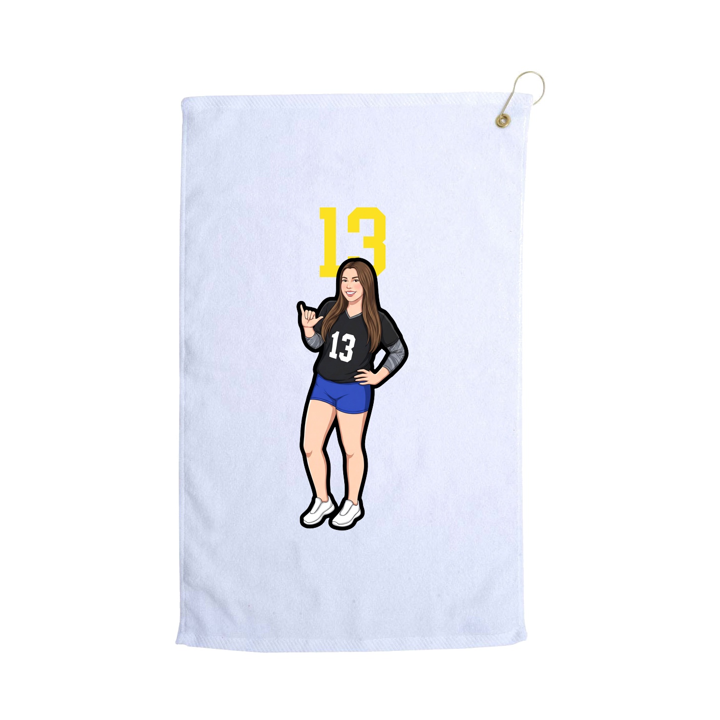 Golf Towel — Number Top in White