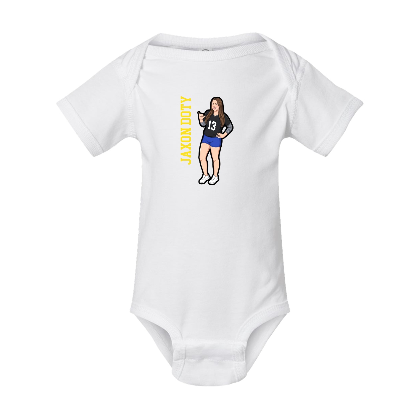 Baby Onesie — Name Vertical in White