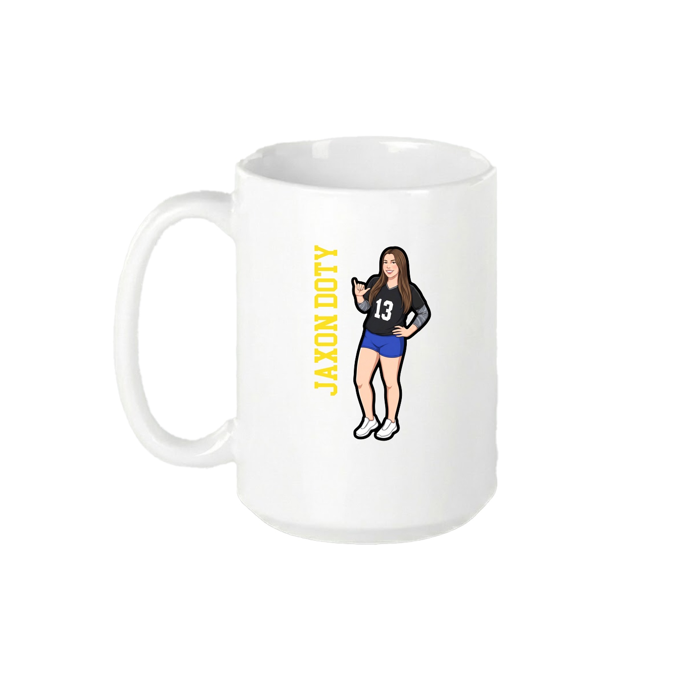 15oz Coffee Mug — Name Vertical in White