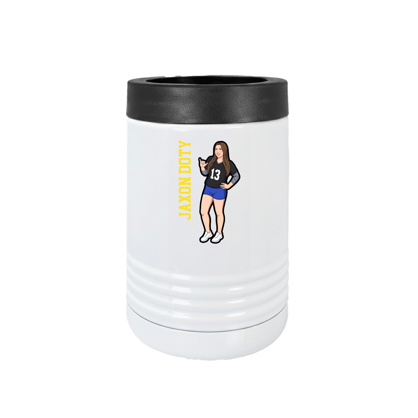 Beverage Holder — Name Vertical in White