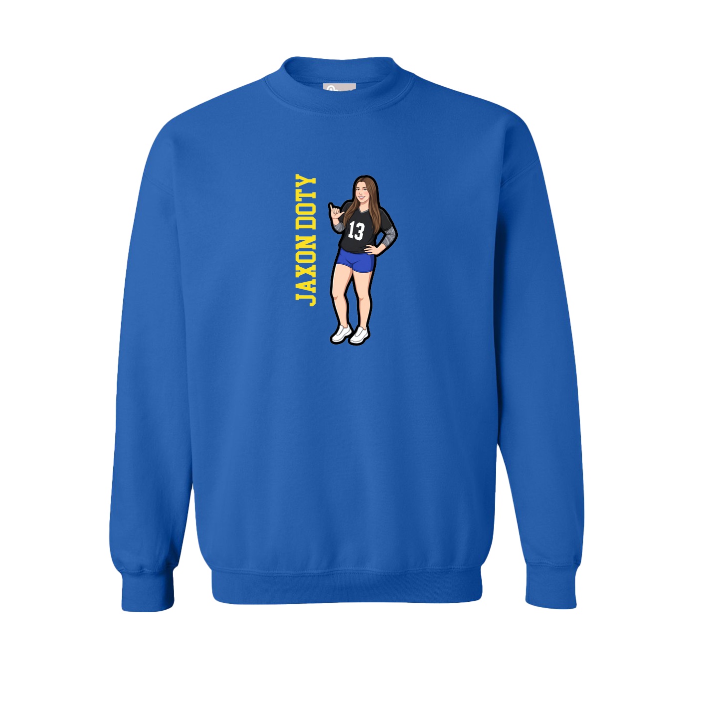 Fleece Crew — Name Vertical in Royal