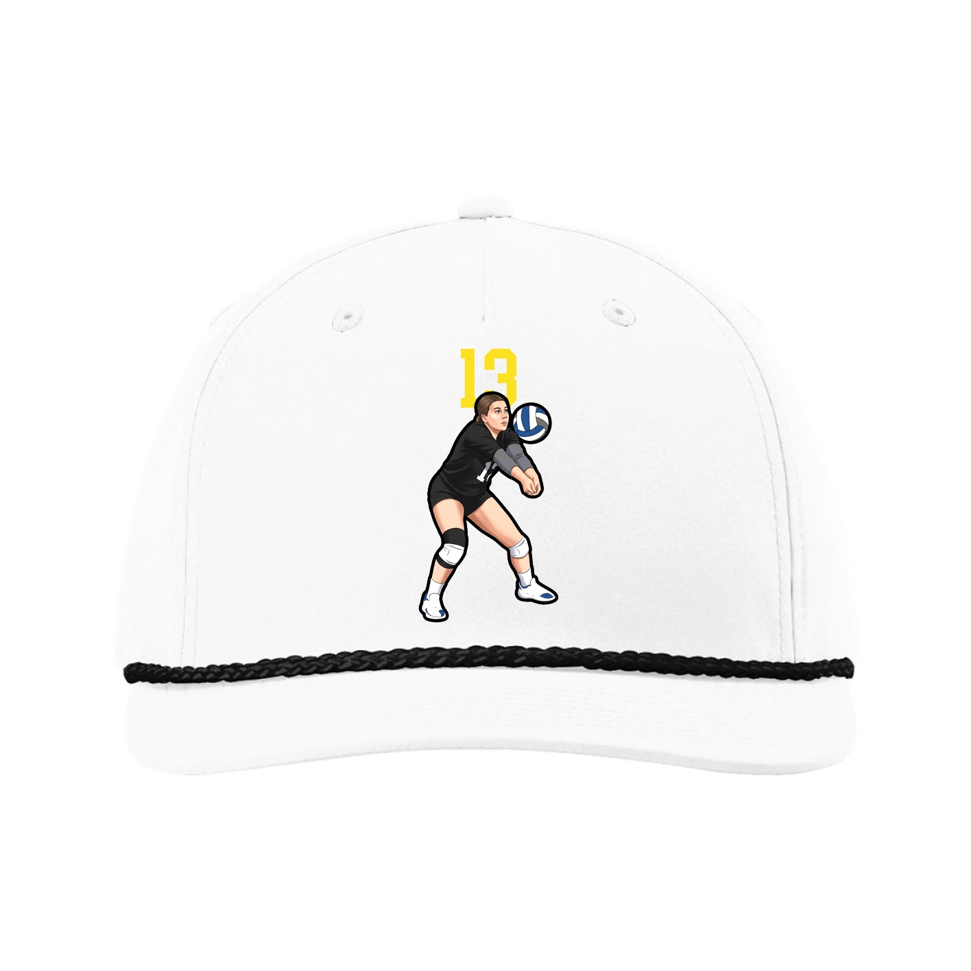 Five-Panel Classic Rope Cap — Number Top in White