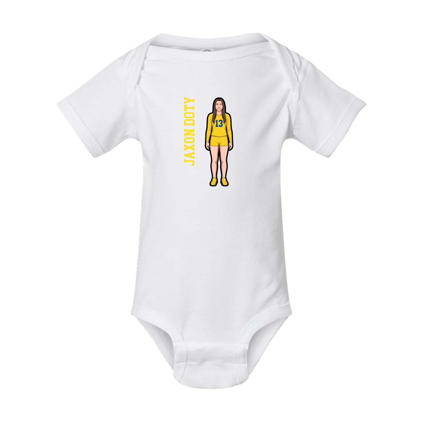 Baby Onesie — Name Vertical in White