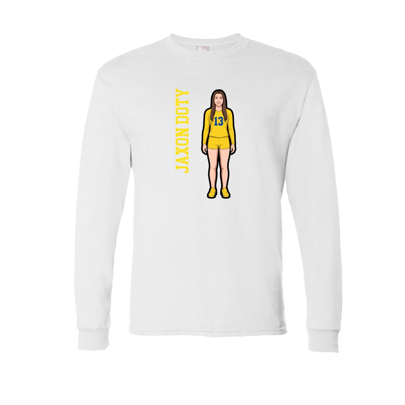 Long Sleeve Tee — Name Vertical in White