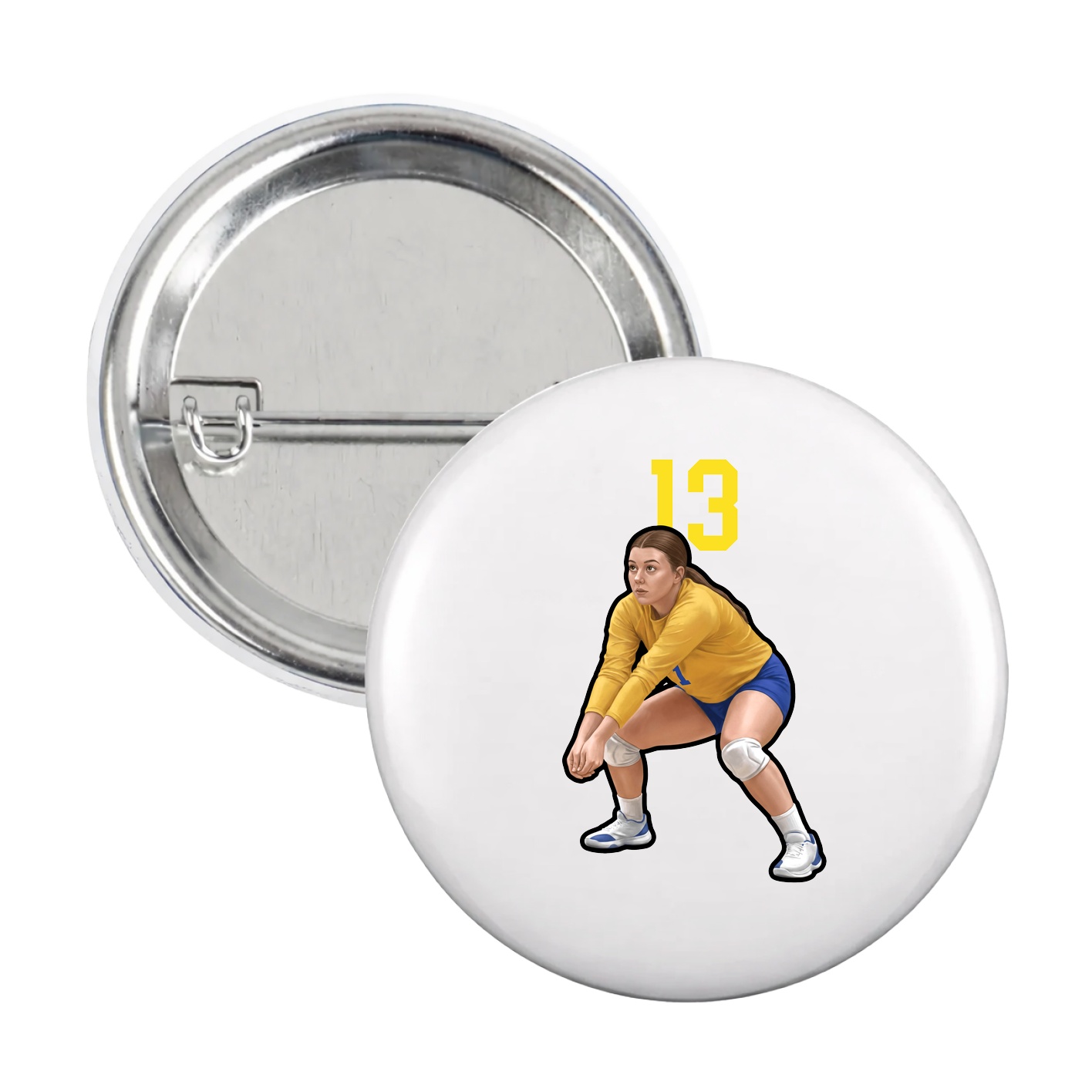 Game Day Button — Number Top in White