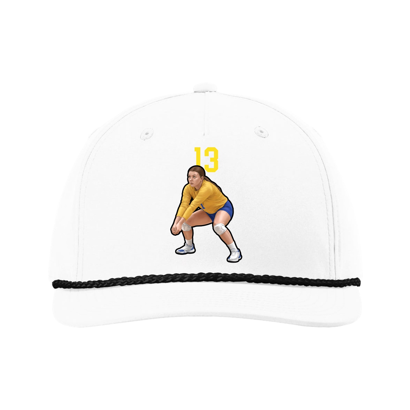 Five-Panel Classic Rope Cap — Number Top in White