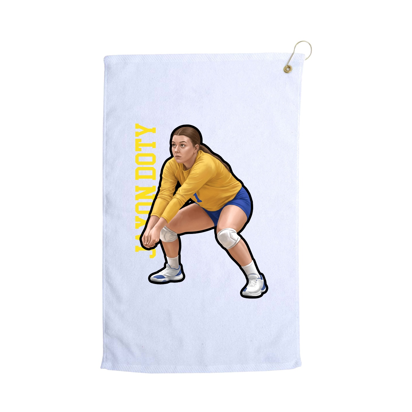 Golf Towel — Name Vertical in White