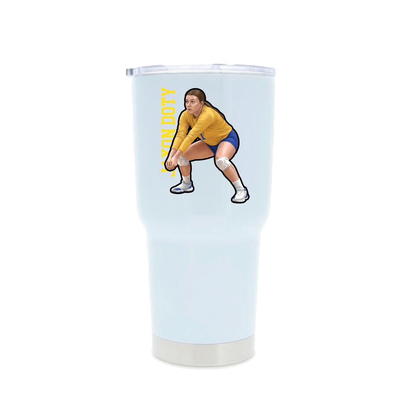30oz Stainless Steel Tumbler — Name Vertical in White