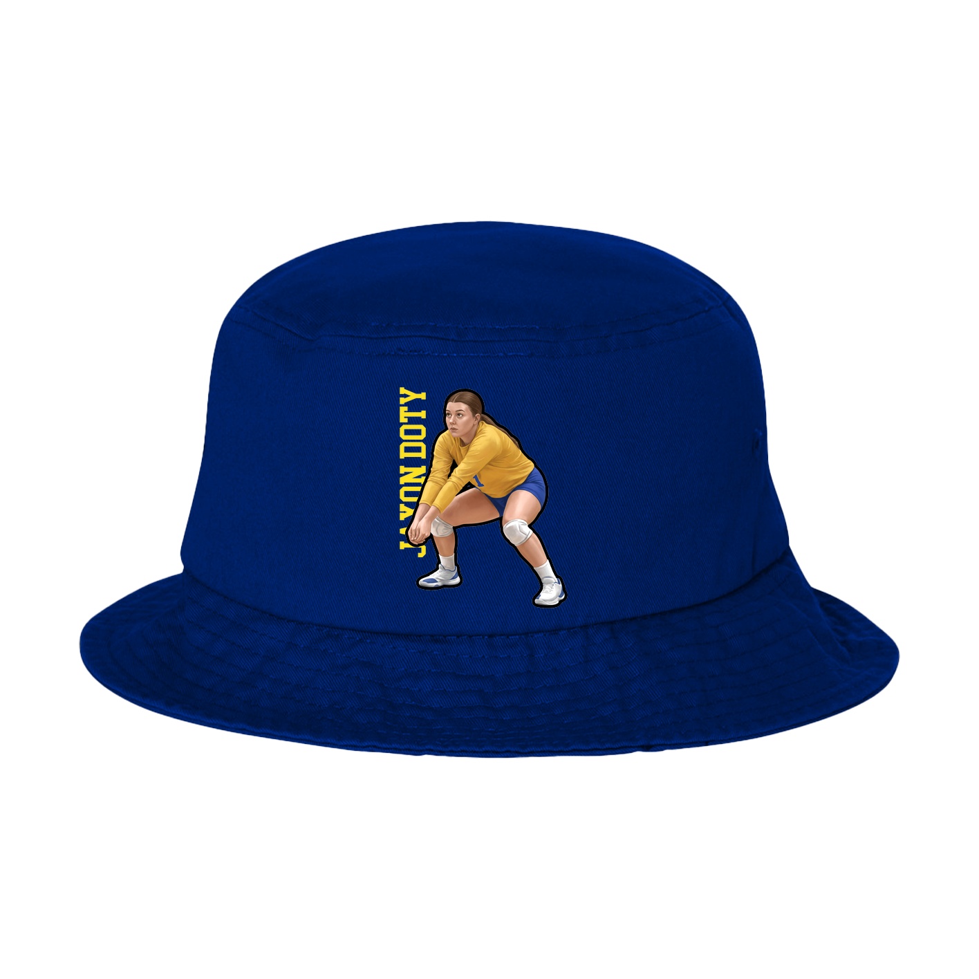 Bucket Cap — Name Vertical in Royal Blue