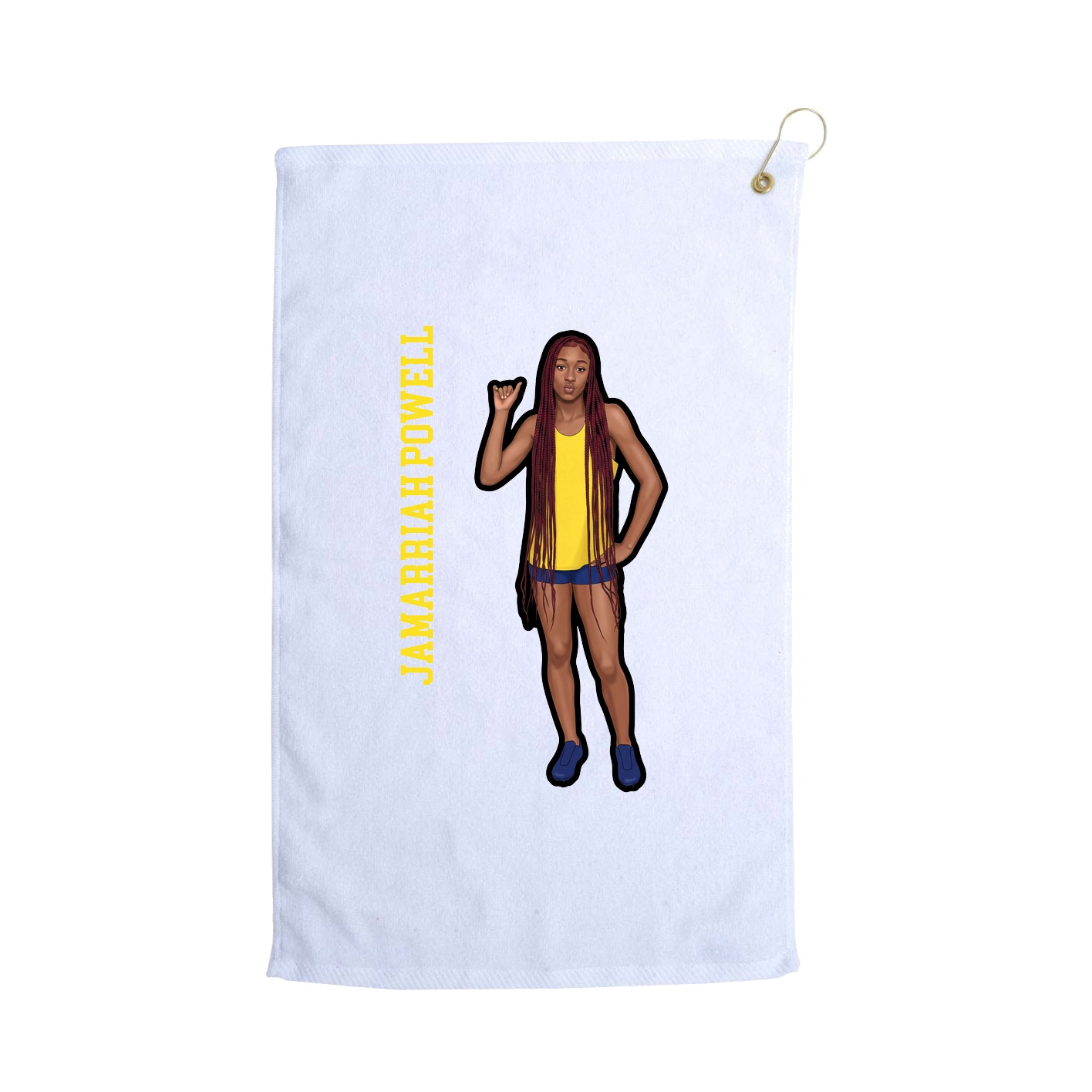 Golf Towel — Name Vertical in White