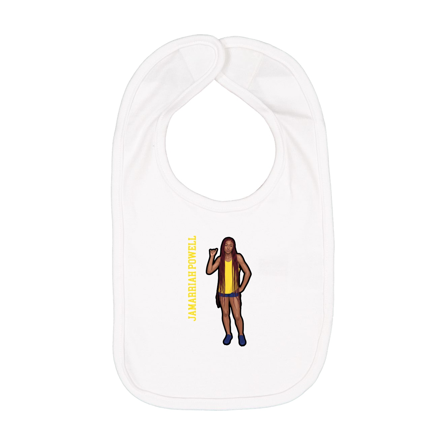 Infant Bib — Name Vertical in White