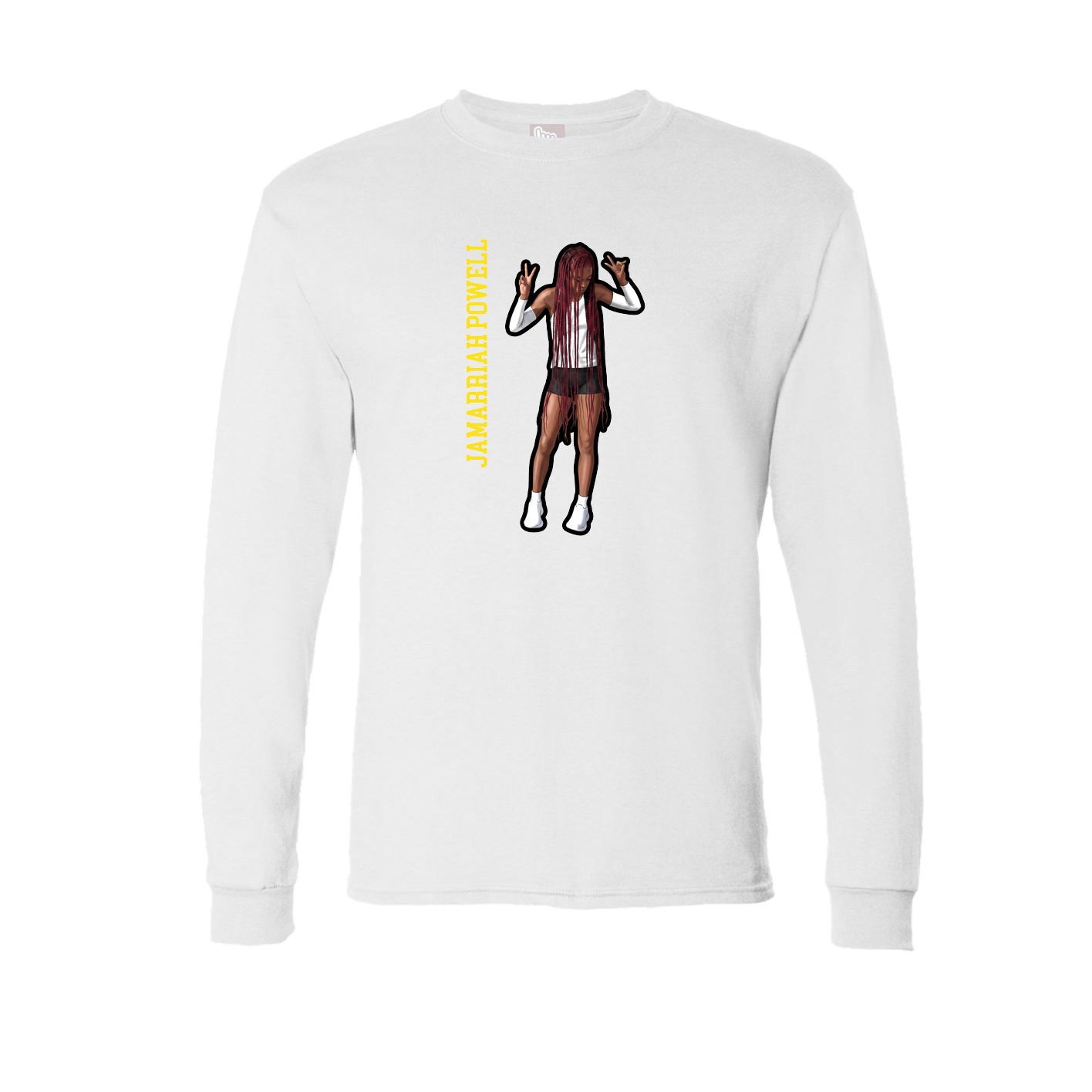 Long Sleeve Tee — Name Vertical in White