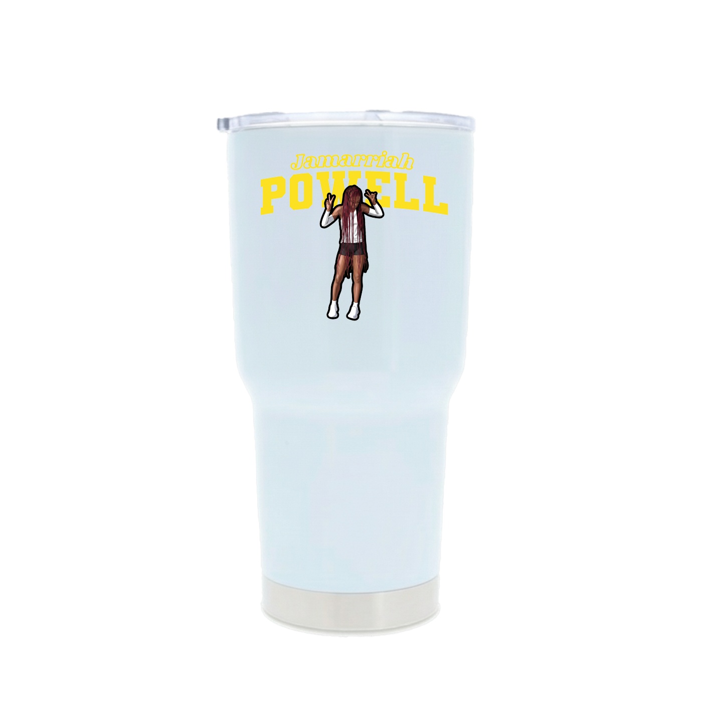 30oz Stainless Steel Tumbler — Name Arch in White