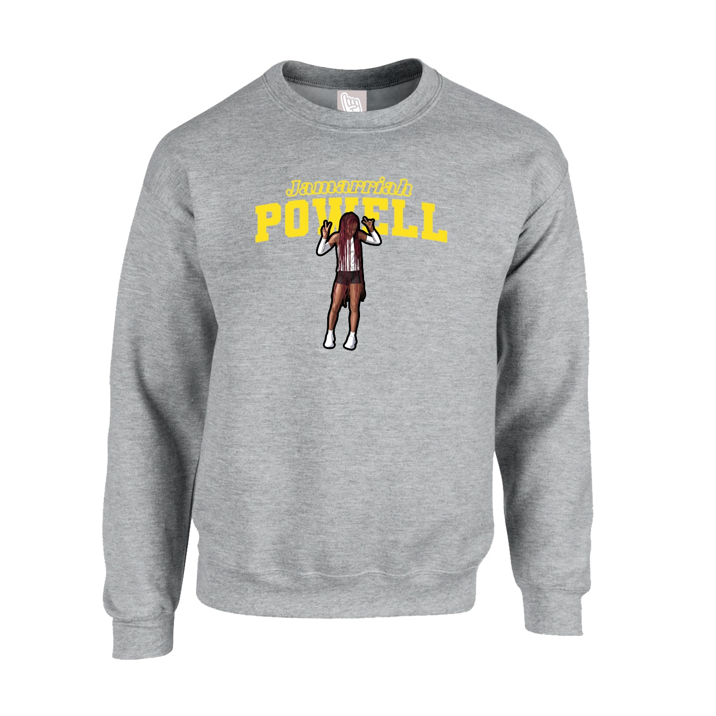 Fleece Crew — Name Arch in Grey