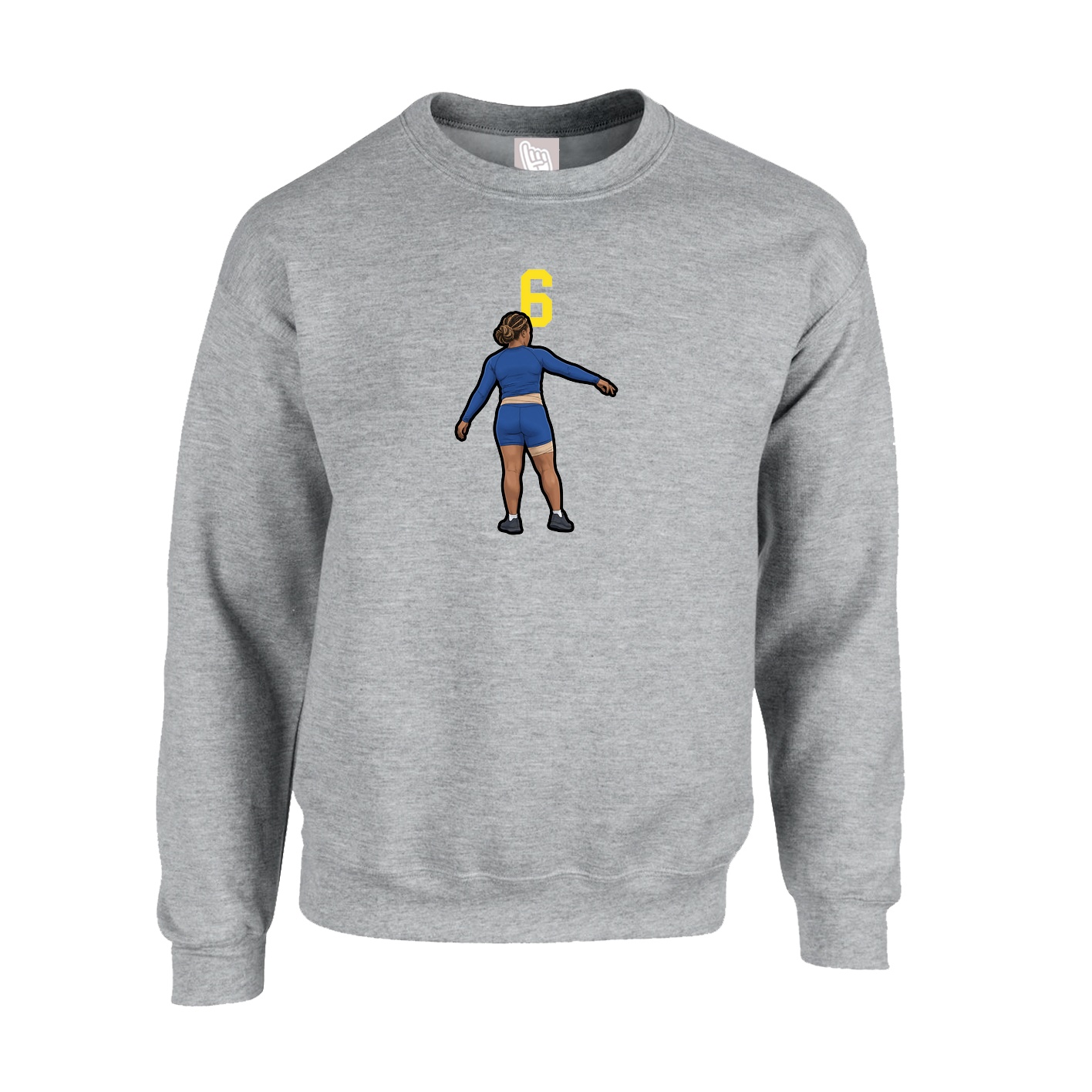 Fleece Crew — Number Top in Grey