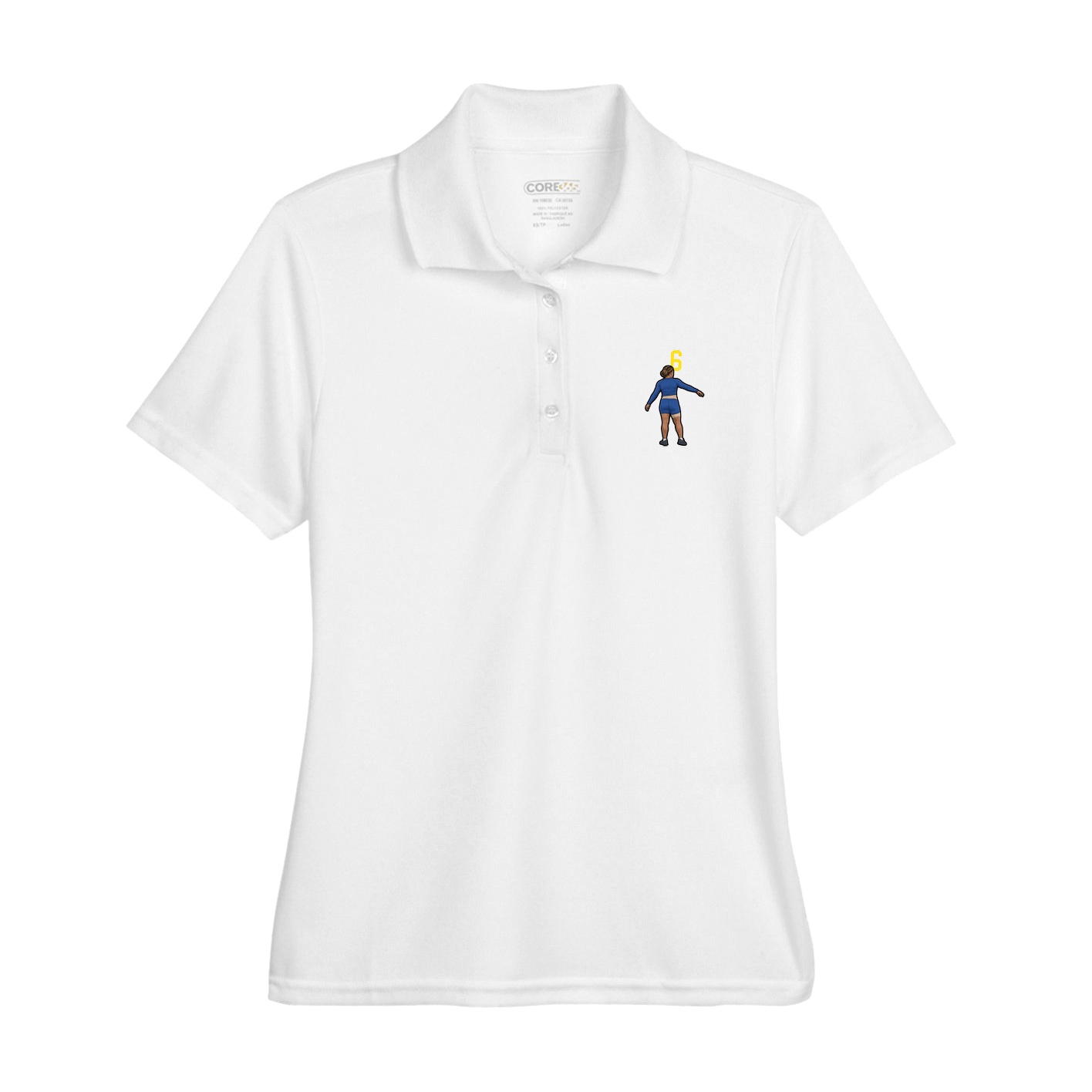 Womens Performance Polo — Number Top in White