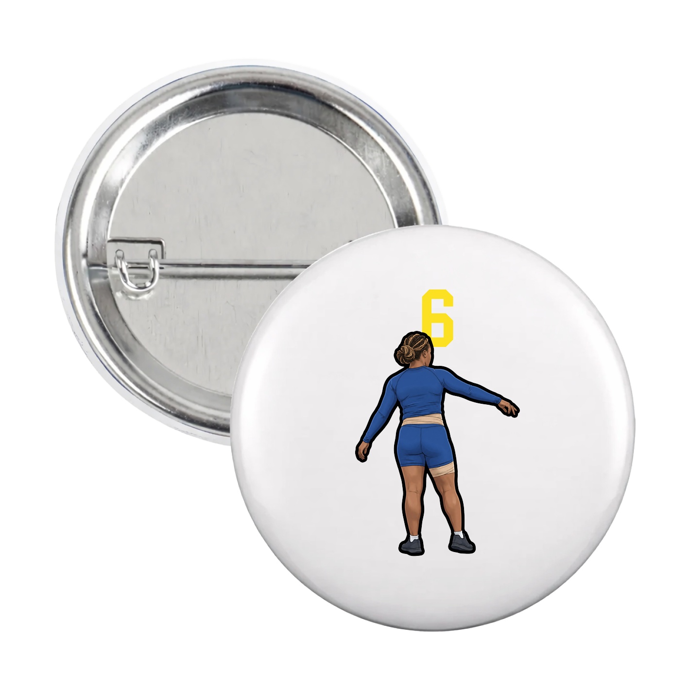 Game Day Button — Number Top in White