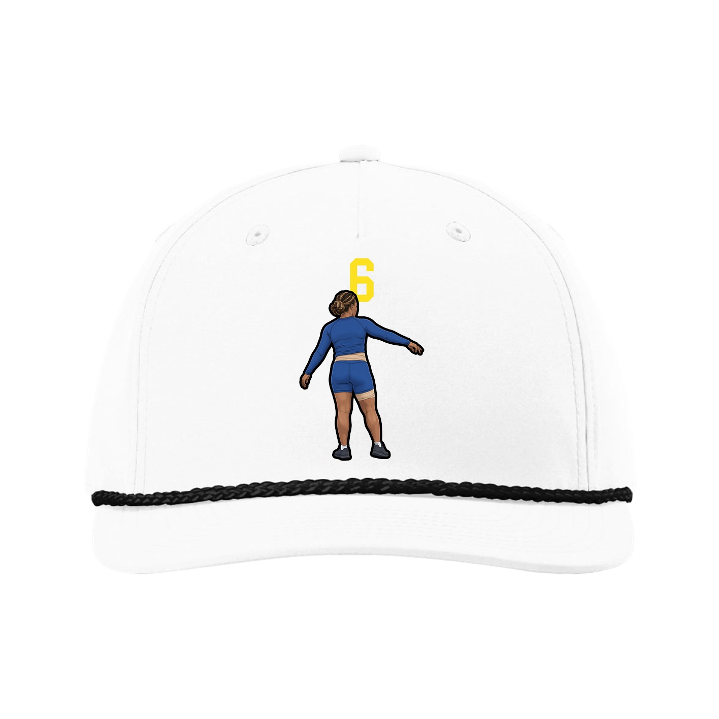 Five-Panel Classic Rope Cap — Number Top in White