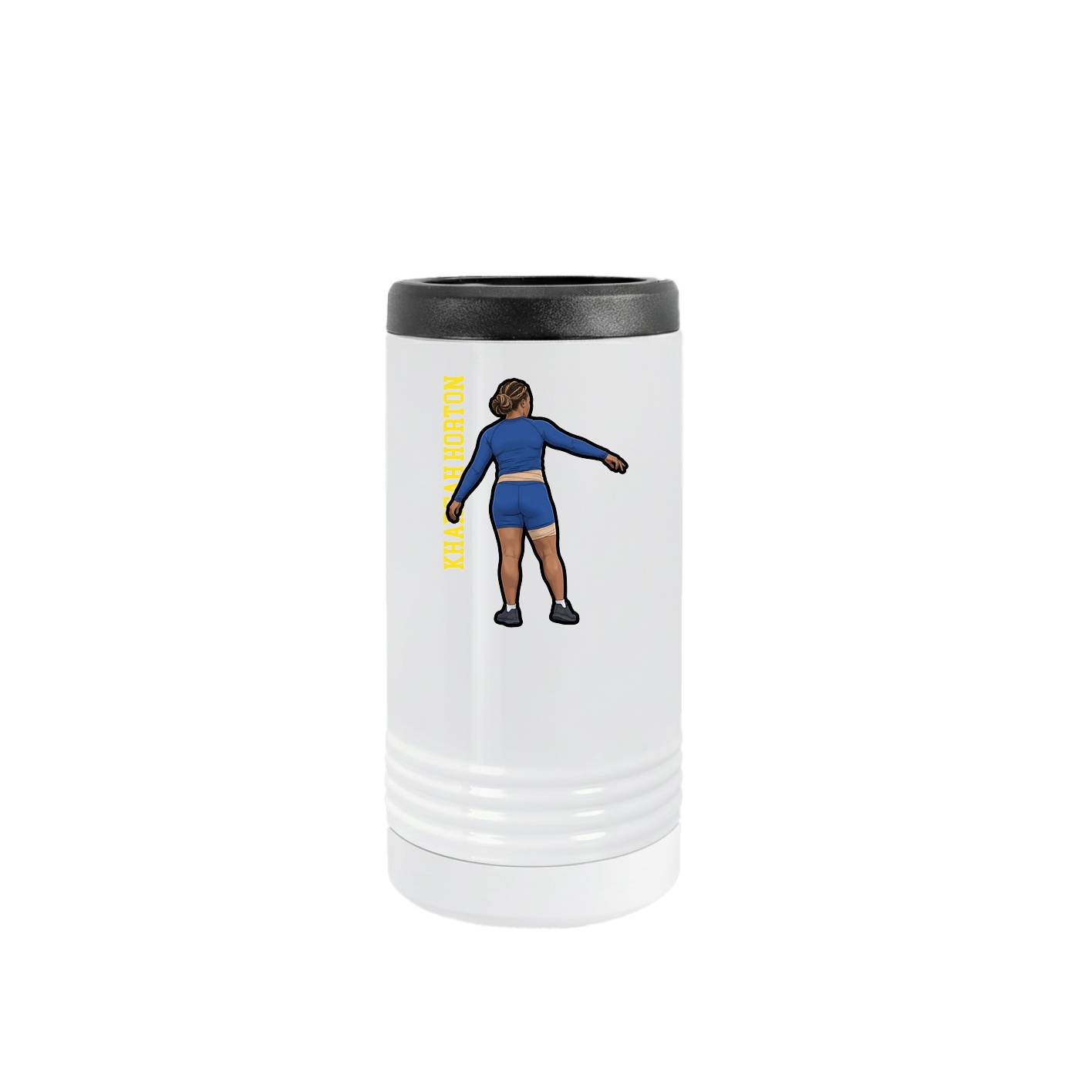 Slim Beverage Holder — Name Vertical in White