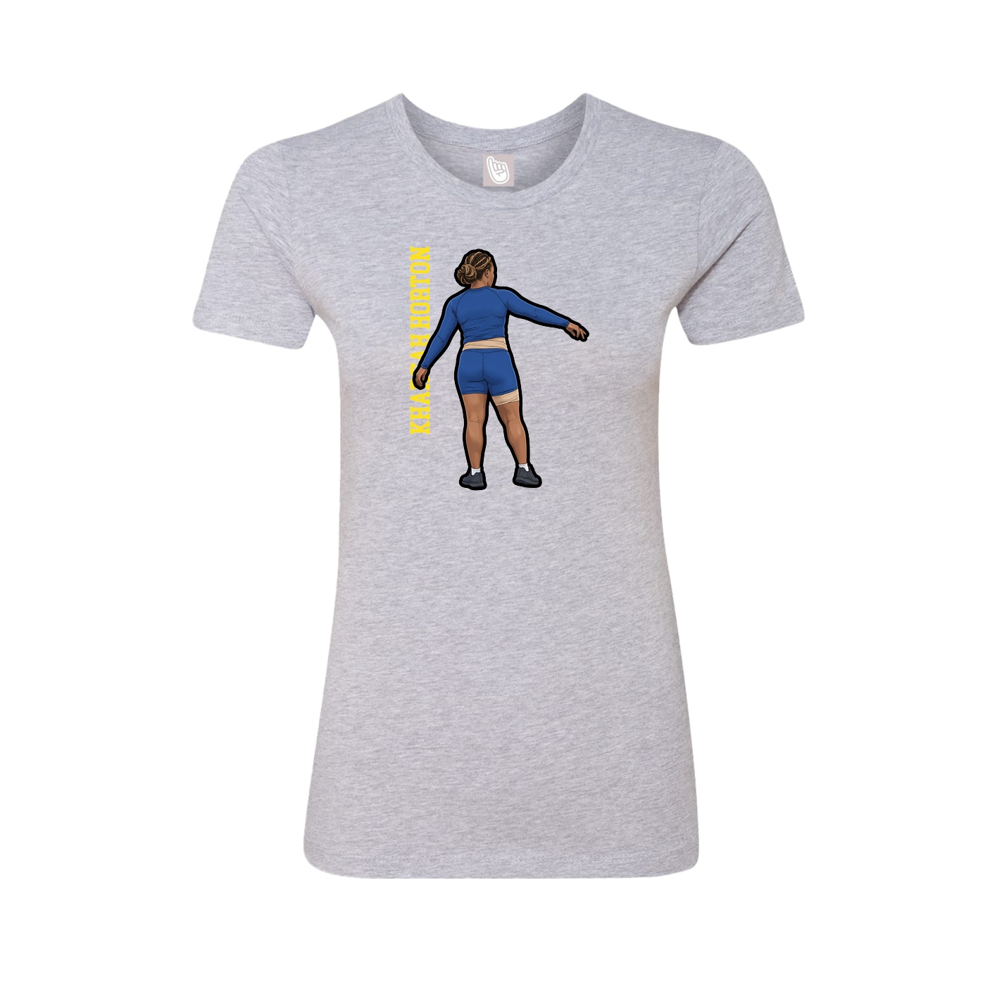 Fitted Women's Tee — Name Vertical in Grey