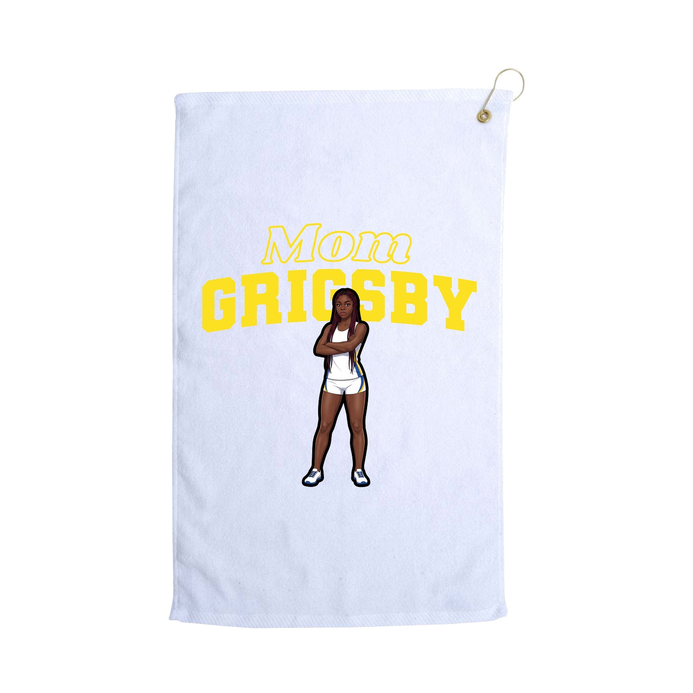 Golf Towel — Mothers Day Block in White