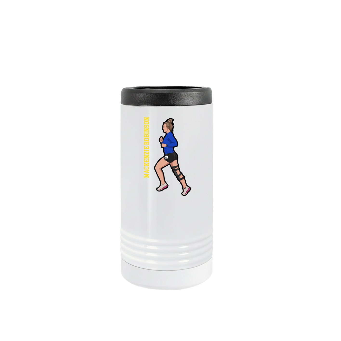 Slim Beverage Holder — Name Vertical in White