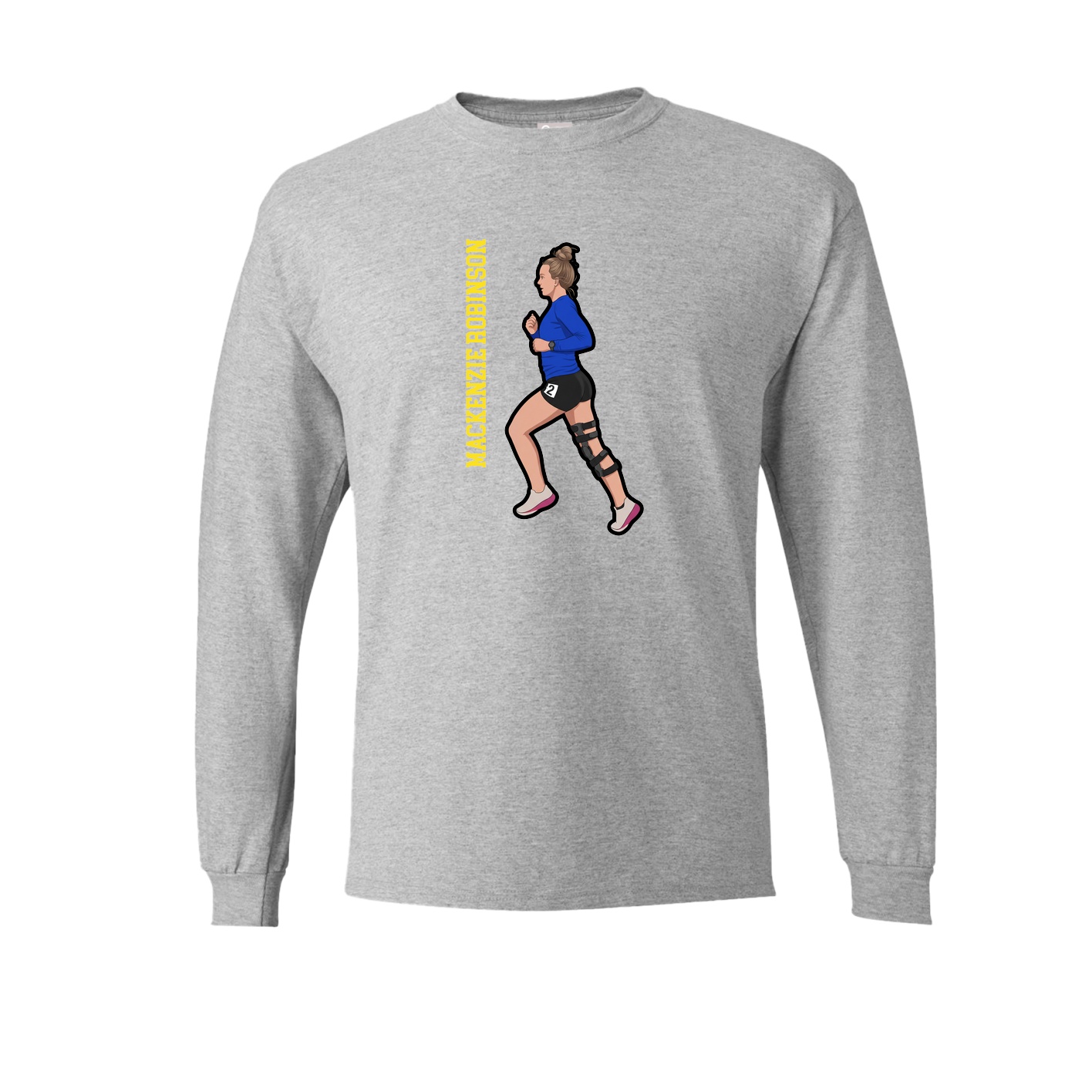Long Sleeve Tee — Name Vertical in Grey