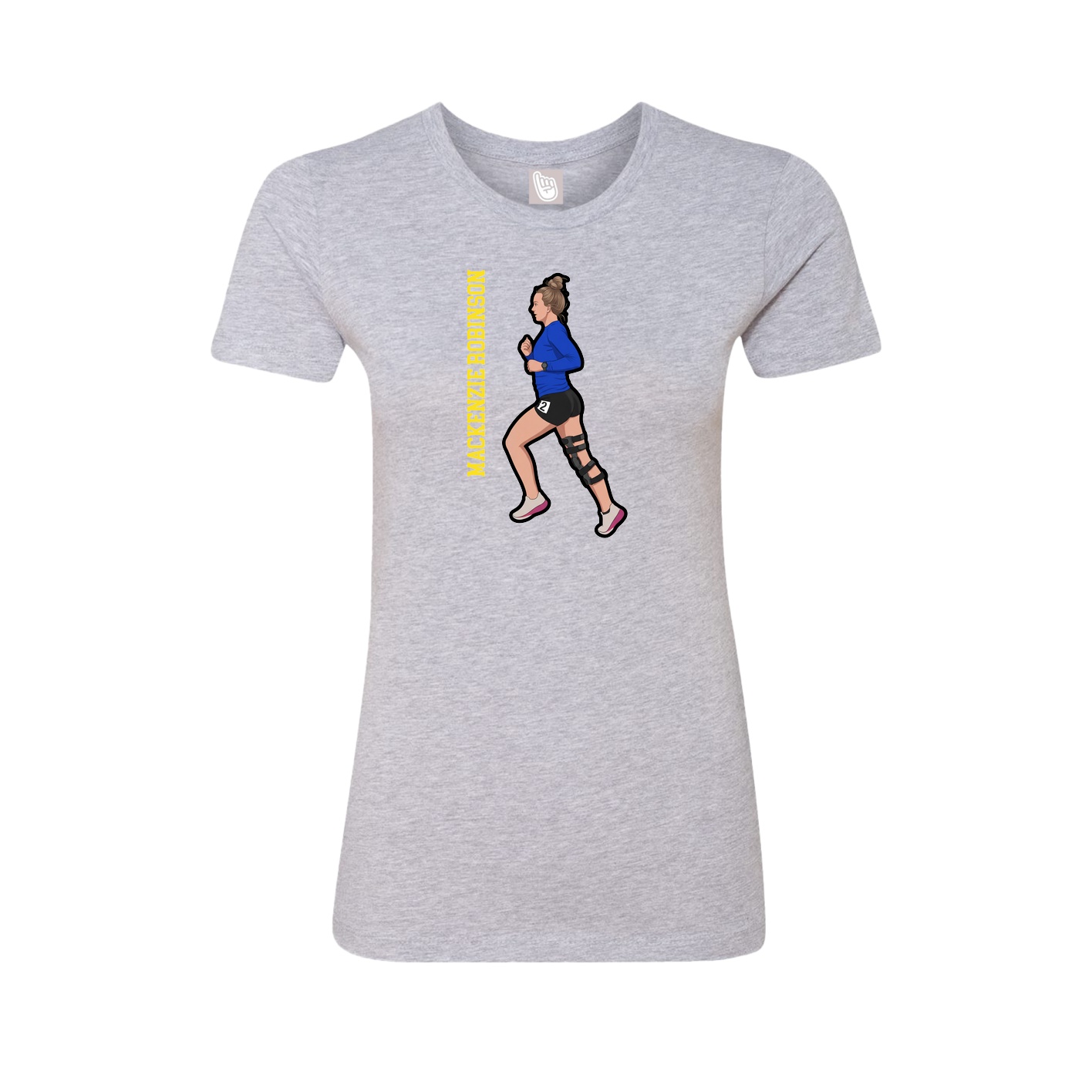 Fitted Women's Tee — Name Vertical in Grey