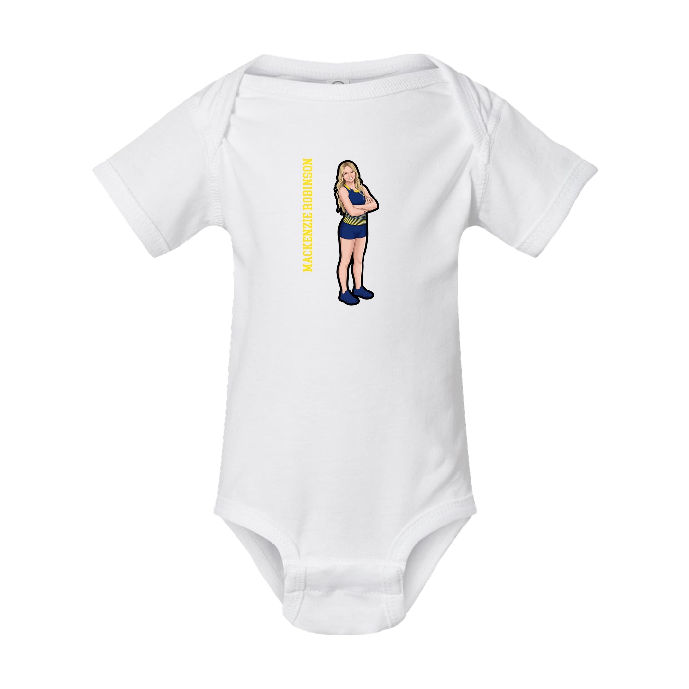Baby Onesie — Name Vertical in White