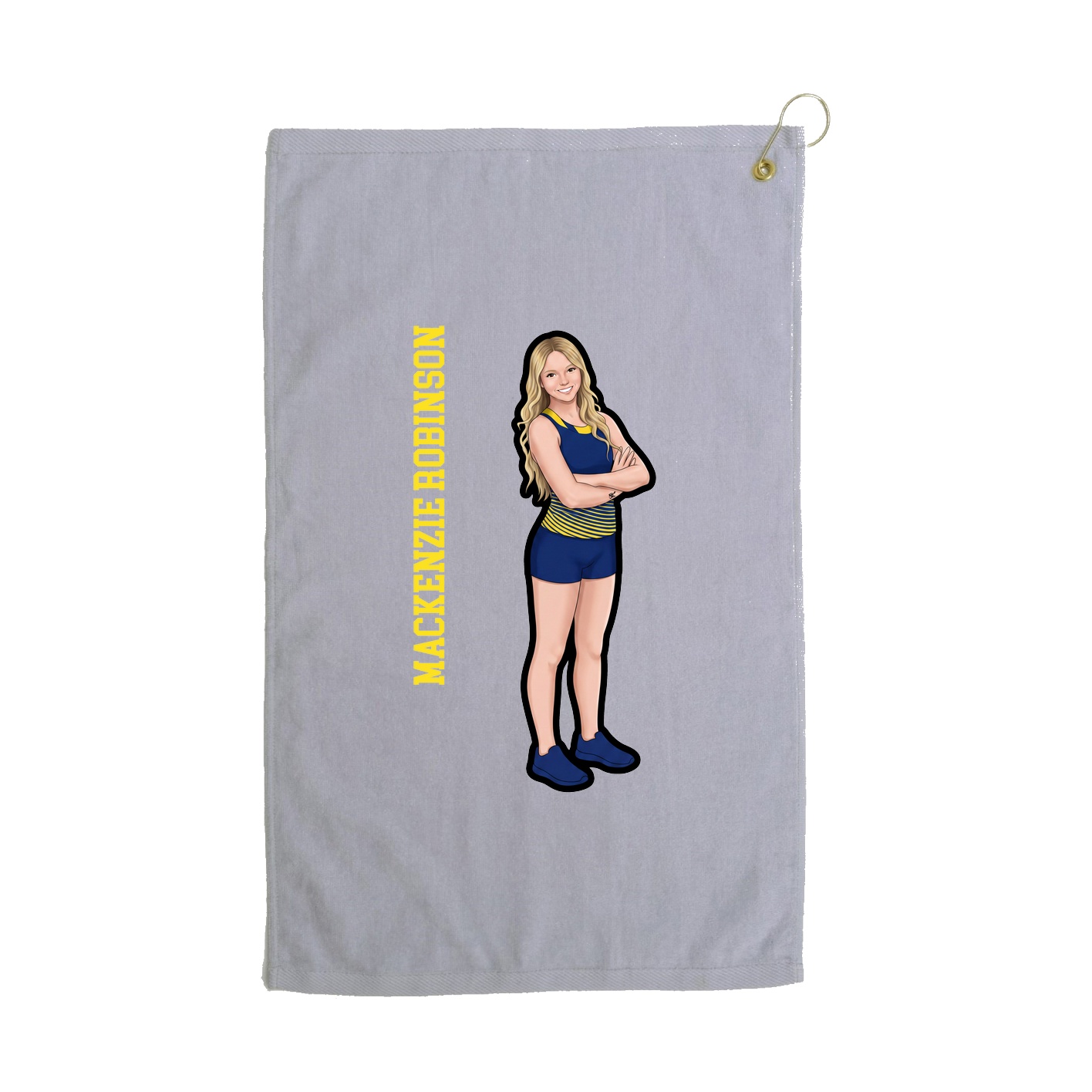 Golf Towel — Name Vertical in Grey