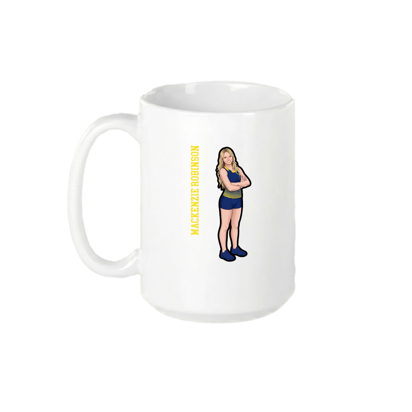 15oz Coffee Mug — Name Vertical in White