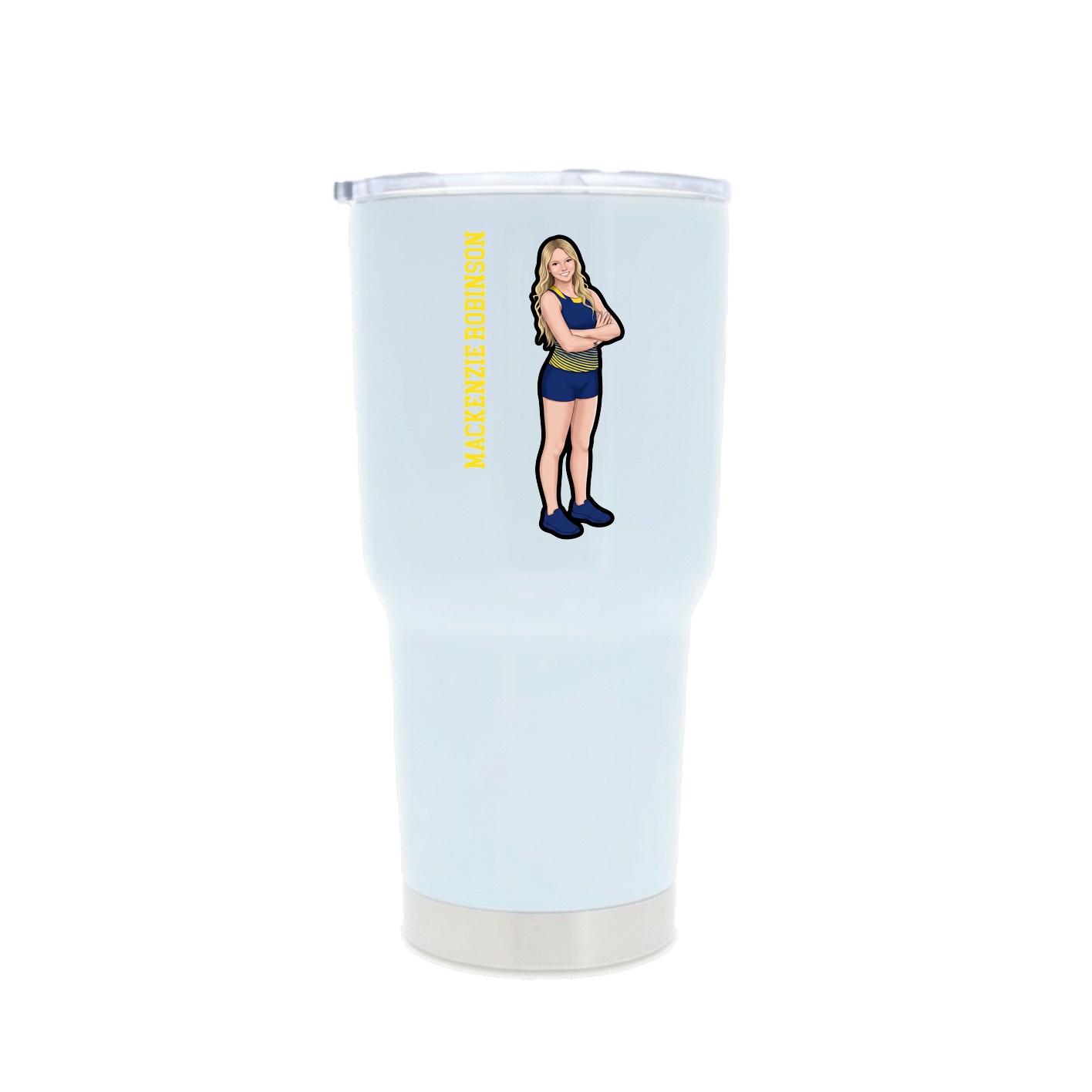 30oz Stainless Steel Tumbler — Name Vertical in White