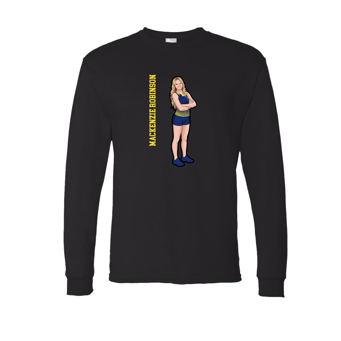 Long Sleeve Tee — Name Vertical in Black