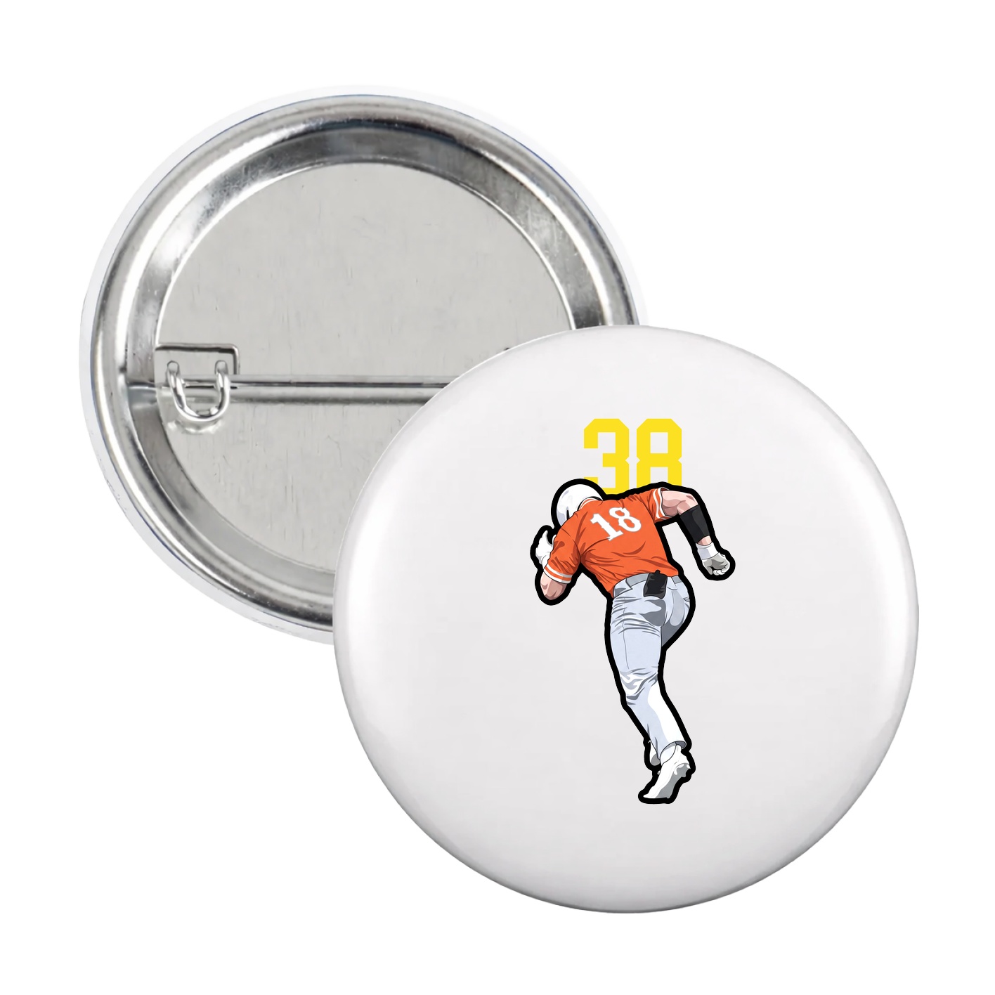 Game Day Button — Number Top in White