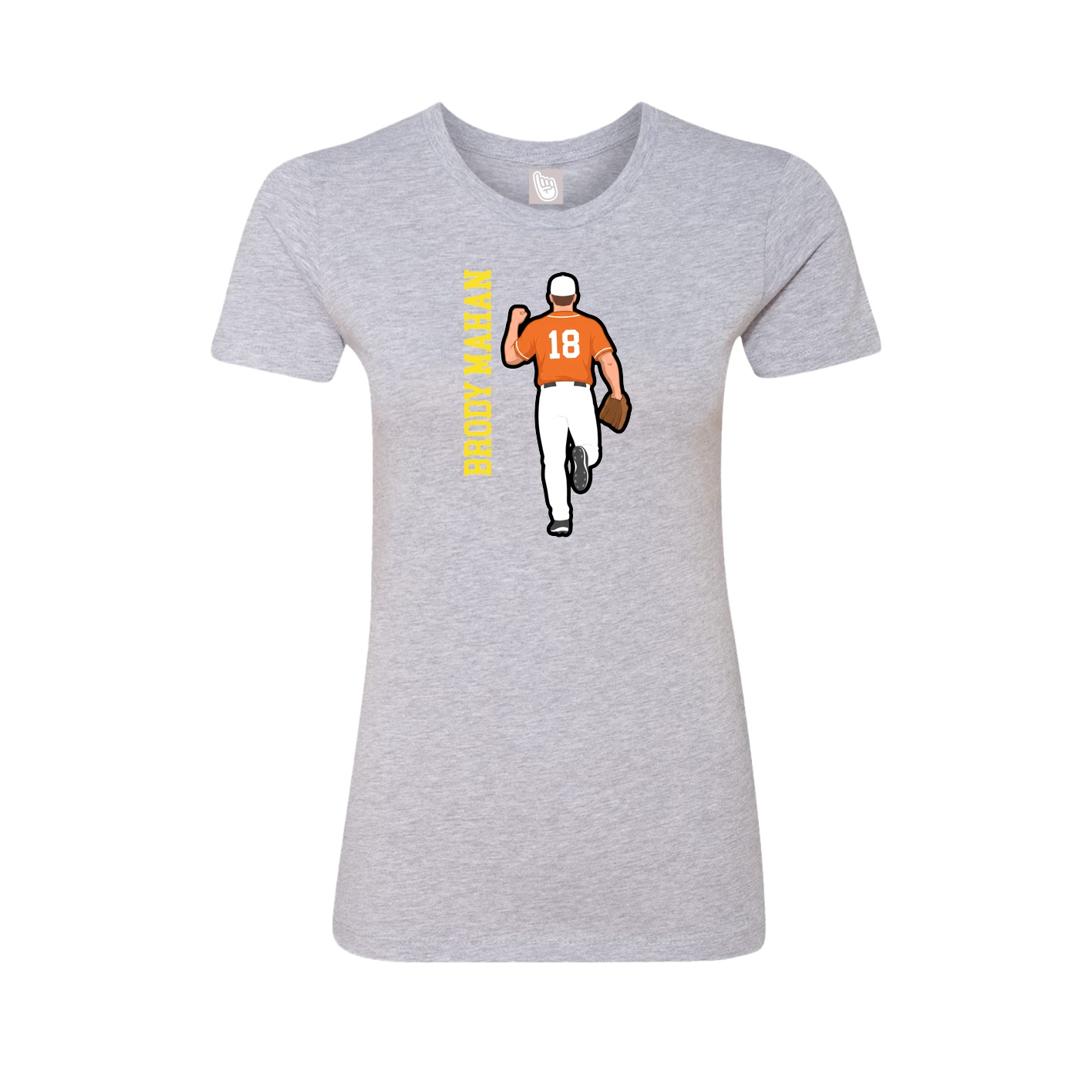 Fitted Women's Tee — Name Vertical in Grey